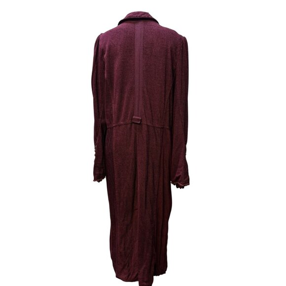 Free People Long Double-Breasted Coat Wine Red Size L - Picture 2 of 10